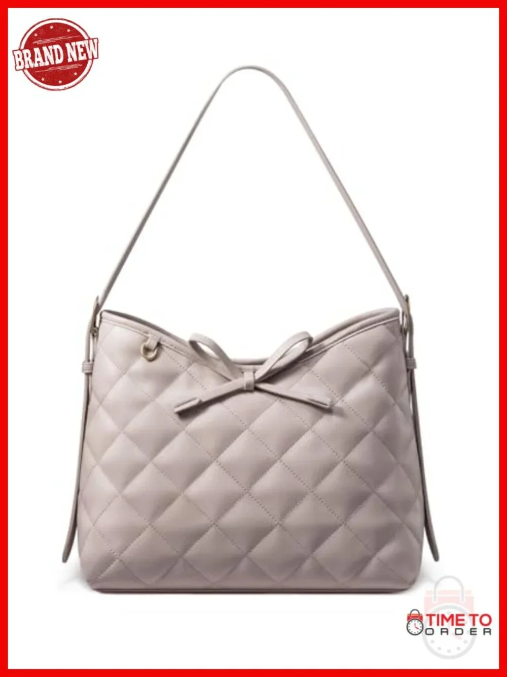 Soft Leather Hobo Handbag Quilted Crossbody Shoulder Bag with Cherry Pendant